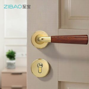 中古风复古门锁卧室静音房间门锁胡桃木木门锁室内磁吸门把手分体