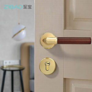 中古卧室门锁室内胡桃木门把手磁吸静音房间木门锁家用分体房门锁