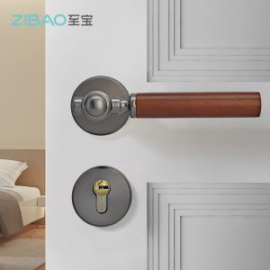 中古卧室门锁室内胡桃木门把手磁吸静音房间木门锁家用分体房门锁