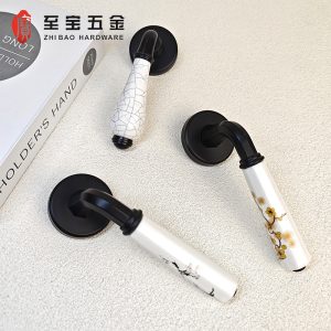 中国风陶瓷门锁卧室木门锁简约锁具房门室内含锁门把手静音分体锁